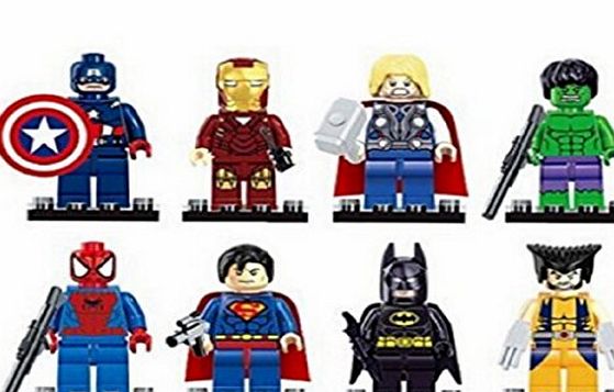dhnewsun The Avengers Super Heroes Series 8 Pcs/Set Batman Ironman Superman Spiderman Action Figures Building Toy Kids Gift