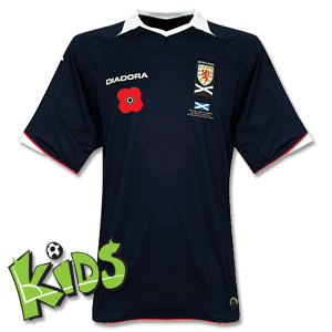 Diadora 08-09 Scotland Home Shirt - Boys   Poppy and British Forces Patch (includes andpound;5 donation to P
