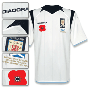 09-10 Scotland Away Shirt + Poppy and British Forces Patch (includes andpound;5 donation to Poppy Sc