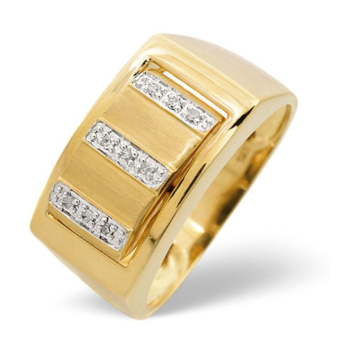 0.05 Ct Diamond Gents Ring In 9 Carat Yellow Gold