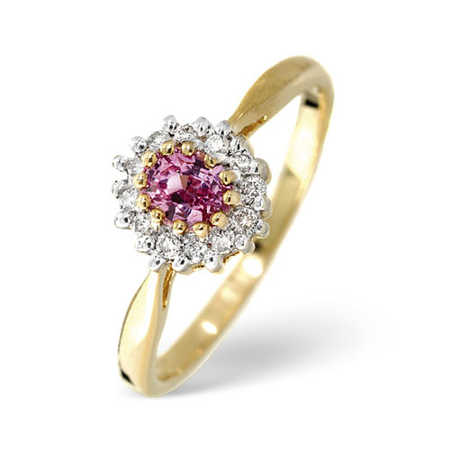 0.12 Ct Pink Sapphire and 0.12 Ct Diamond Ring In 9 Carat Yellow Gold