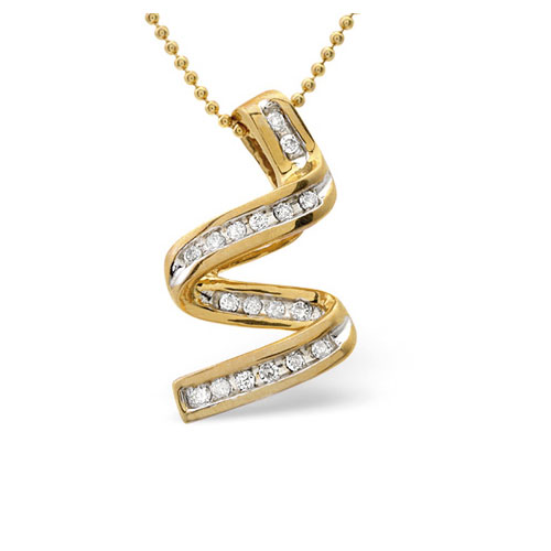 0.16 Ct Diamond Twirl Necklace In 9 Carat Yellow Gold