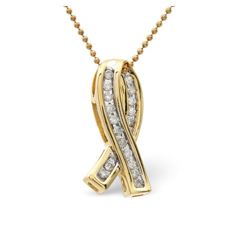 0.21 Ct Diamond Ribbon Necklace In 9 Carat Yellow Gold