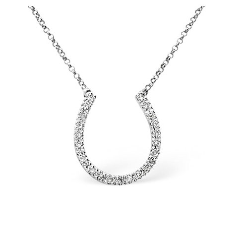 0.25 Ct Diamond Horseshoe Necklace In 9 Carat White Gold