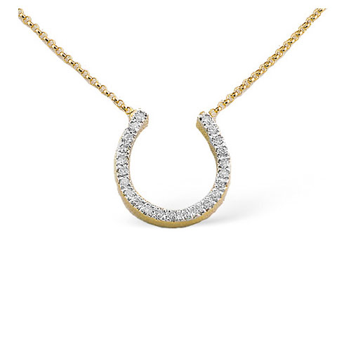 0.25 Ct Diamond Horseshoe Necklace In 9 Carat Yellow Gold