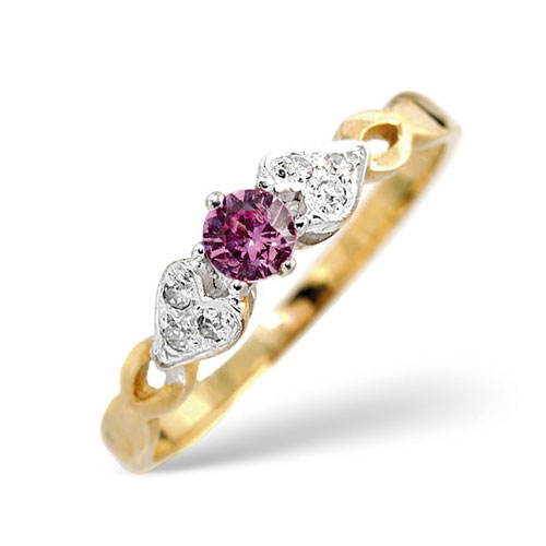 0.28 Ct Pink Sapphire and 0.03 Ct Diamond Ring In 9 Carat Yellow Gold