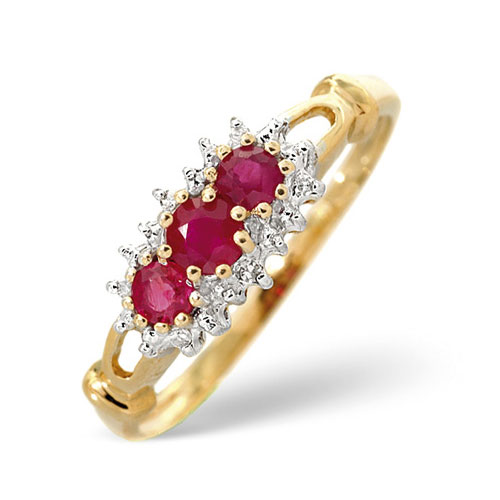 0.34 Ct Ruby and 0.02 Ct Diamond Ring In 9 Carat Yellow Gold