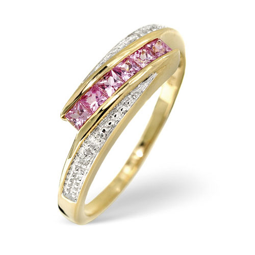 0.39 Ct Pink Sapphire and 0.01 Ct Diamond Ring In 9 Carat Yellow Gold