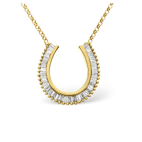 0.50 Ct Diamond Horseshoe Necklace In 9 Carat Yellow Gold
