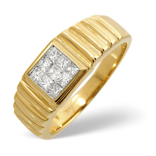 0.50 Ct Gents Diamond Ring In 9 Ct Yellow Gold