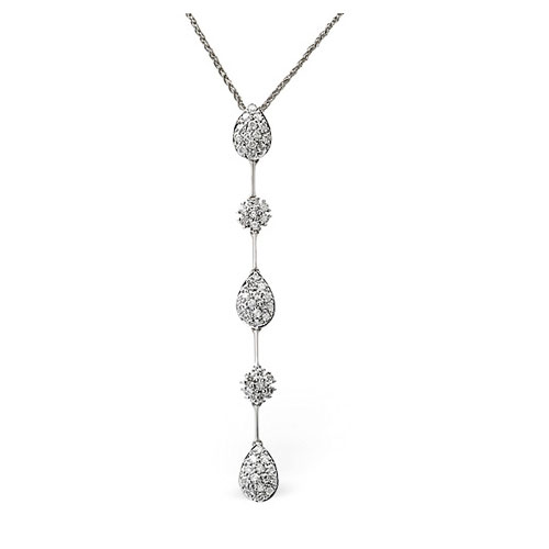 0.76 Ct Diamond Drop Necklace In 9 Carat White Gold
