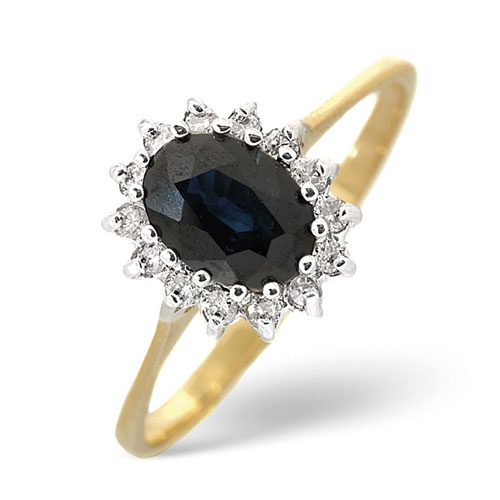 0.95 Ct Sapphire and 0.14 Ct Diamond Ring In 9 Carat Yellow Gold