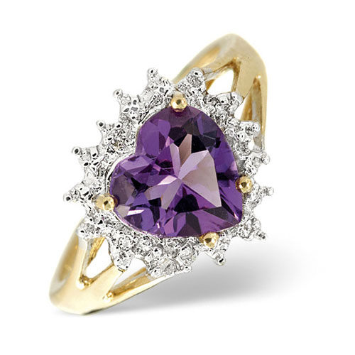 1.65 Ct Amethyst and 0.01 Ct Diamond Ring in 9 Carat Yellow Gold