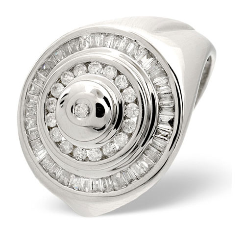 1 Ct Gents Diamond Ring In 9 Ct White Gold