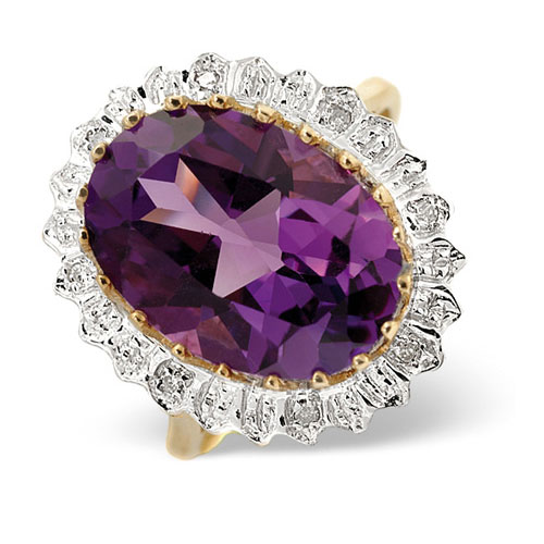 5.2 Ct Amethyst and 0.04 Ct Diamond Ring In 9 Carat Yellow Gold
