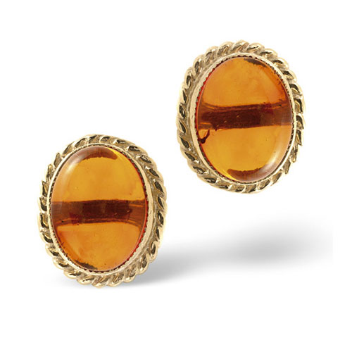 Amber Earrings In 9 Carat Yellow Gold