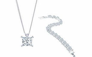 Diamond Style Swarovski Princess Swarovski necklace and bracelet