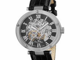 Diamstars Celebrity black leather diamond watch