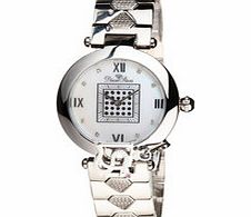 Diamstars Silver-tone, diamond and logo dial watch