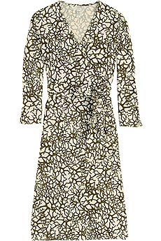 Diane von Furstenberg Julian coral print wrap dress