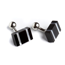 Black With Mother Of Pearl Stripe Cufflinks