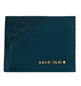 Diesel Ben Dark Blue Leather and Fabric Wallet