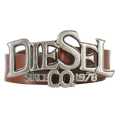 Diesel Brone Brown Leather Push-Through Belt