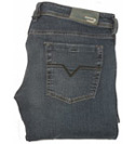 Dark Denim Button Fly Comfort Fit Jeans - 34 Leg