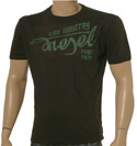 Diesel Dark Green Cotton T-Shirt with Green Kind Industry - Diesel From 1978 Logo