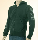 Diesel Mens Black Full Zip Stitched Design on Sleeves Hooded Sweatshirt