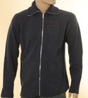 Diesel Mens Blue with Light Tan Full Zip High Neck Wool Mix Sweater