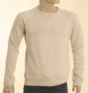 Diesel Mens Cream with Cracked Printed Logo Cotton Sweatshirt