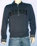 Diesel Mens Navy 1/4 Zip High Neck Sweatshirt