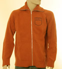 Diesel Mens Rust with Navy Stitched Logo Full Zip High Neck Wool Mix Sweater