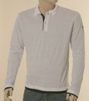 Diesel Mens White & Black Long Sleeve Cotton Mix Polo Shirt