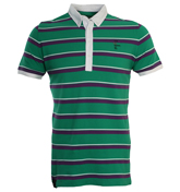 Poris Green Stripe Pique Polo Shirt