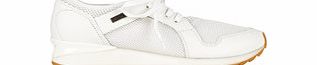 Womens white leather and mesh sneakers