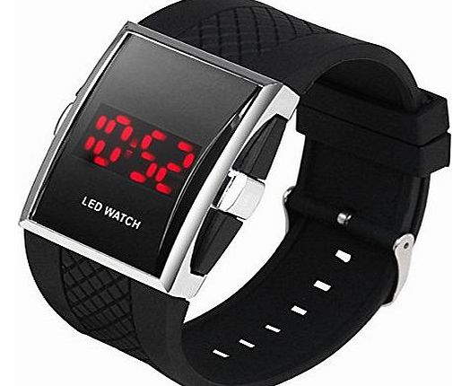 Digiflex  Luxury Digital Mens Red LED Light Sport Wrist Watch Gift Style - Black