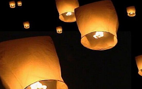 10 x Eco Friendly Sky Lanterns for Christmas, New Years Eve, Chinese New Year, Weddings & Parties (40cms 58cms x 105cms)