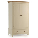 Direct Forest Products Cambridge 2 Door 2 Drawer Wardrobe in Cream finished Pine with Ash top