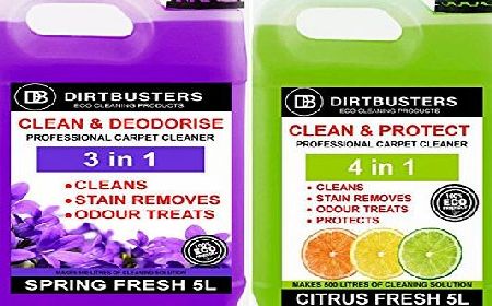 NEW Clean & Protect Concentrate 1 X 5 Litres & clean and deodorise 1 x 5 Professional Carpet & Upholstery extraction shampoo solution cleaner With Citrus Fresh or spring fresh