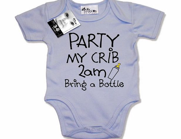 Dirty Fingers PARTY my crib 2am, Bring a Bottle, Baby Unisex Boy Girl Bodysuit, 6-12m, Red