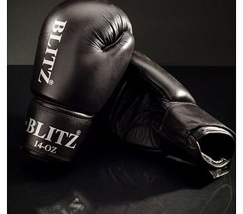 Disciplines : Boxing : Boxing Gloves Blitz Sport Standard Leather Boxing Gloves - 14oz - Black