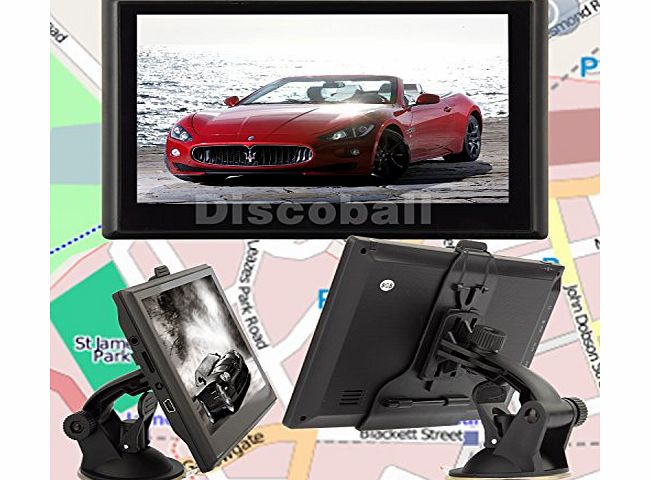 discoball 7 Inch Car GPS Navigation SAT NAV FM MP3 MP4 Touch Screen Speedcam Free Maps Update 4GB 128M With SunShade