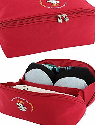 discoball Ladies womens Cosmetic Toiletry Makeup hand Bag Travel underwear bra bag Storage Organizer(rose red)