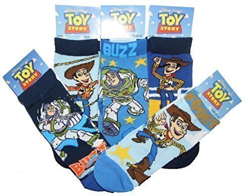 Boys Toy Story Socks 5 pairs 6-8.5 shoe only Buzz and Woody