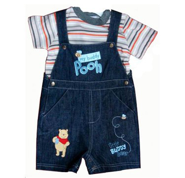 Disney Clothes Winnie The Pooh strip t-shirt and dungaree set