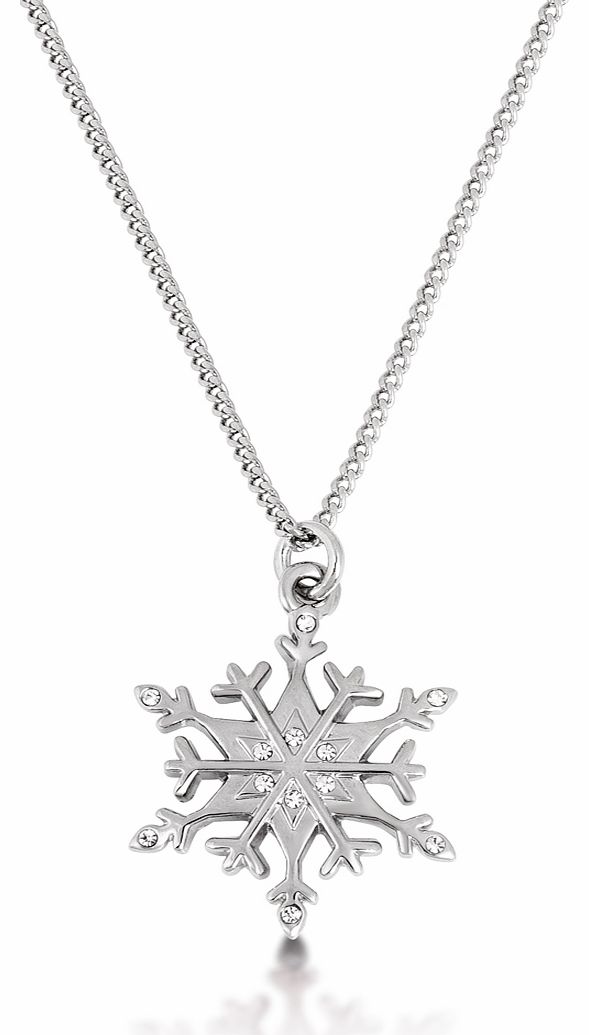 14kt White Gold Plated Frozen Snowflake Necklace