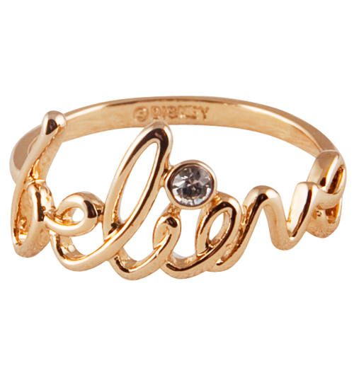 Gold Plated Diamante Believe Ring from Disney