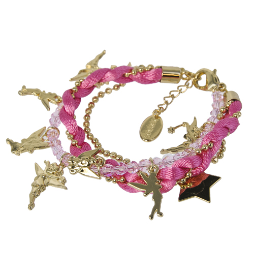 Gold Plated Multi Strand Pink Tinkerbell Charm